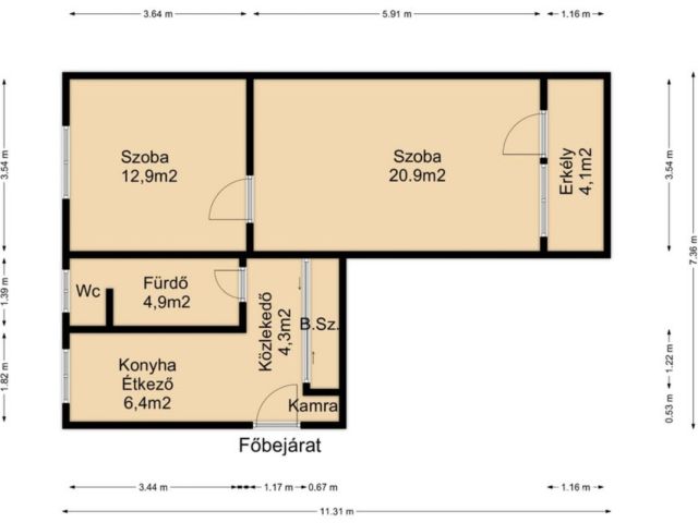 Kodály utcában első emeleti, erkélyes lakás